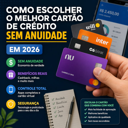Сartão de crédito sem anuidade: Como escolher o melhor em 2026
